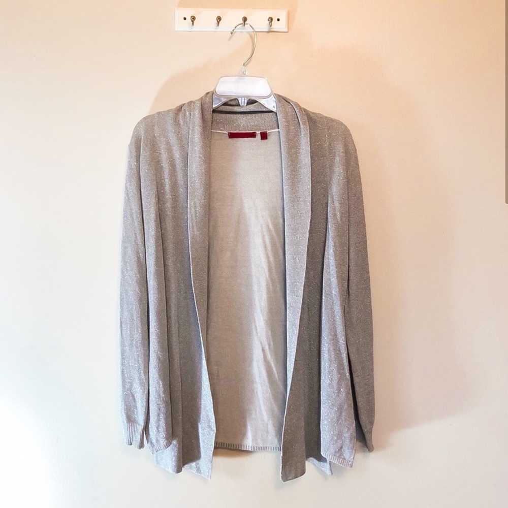 Red Cardigan - size medium - silver glitter